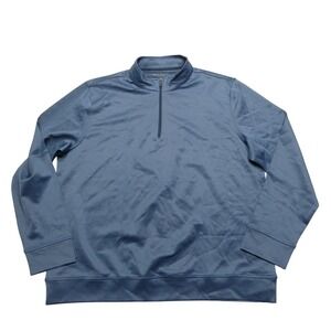 Hickey Freeman Pullover Mens XL Blue Quarter Zip Mock Neck Stretch Casual Top